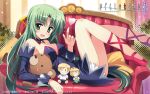  green_eyes green_hair highres higurashi_no_naku_koro_ni houjou_satoko houjou_satoshi long_hair plush sikorsky sonozaki_shion stuffed_animal stuffed_toy waitress wallpaper 