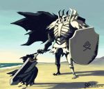  berserk cape dragonslayer_(sword) guts huge_sword huge_weapon shield skull_knight sword weapon 