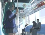  bag hatsune_miku keisan school_uniform train train_interior vocaloid 