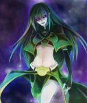  black_sclera carly_nagisa dark_persona elbow_gloves gloves green_hair legs long_hair midriff wakkoro yu-gi-oh! yugioh_5d&#039;s yuu-gi-ou yuu-gi-ou_5d's 