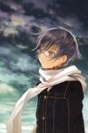  androgynous bespectacled blue_eyes blue_hair glasses hijiri_ruka persona persona_4 reverse_trap scarf school_uniform shirogane_naoto short_hair solo 