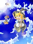  bad_id blonde_hair braid broom cloud clouds hair_ribbon hakurei_reimu hat kirisame_marisa ribbon touhou witch_hat yagokoro yagokoro_eirin yellow_eyes yukkuri_shiteitte_ne 