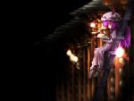 corocoma hat highres patchouli_knowledge purple_hair ribbon socks solo touhou 