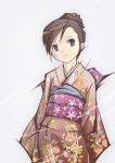  brown_hair haiiro hair_up highres japanese_clothes kimono original 