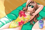  crazy_straw custom_mate_3 game_cg long_hair lowres lying on_back one-piece one-piece_swimsuit pc98 sawabe_izumi sunglasses swimsuit 