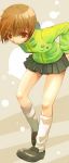  brown_hair jacket kneehighs mari_(mari^3) mari_(pixiv) mari_(pixiv380274) persona persona_4 pins satonaka_chie short_hair skirt socks tomboy track_jacket 