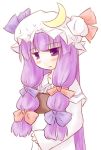 crescent hat long_hair natsuki_(silent_selena) patchouli_knowledge purple_eyes purple_hair silent_selena solo touhou violet_eyes 