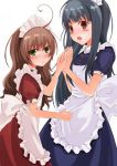  ahoge face hand_holding holding_hands maid maid_headdress miomio multiple_girls original 