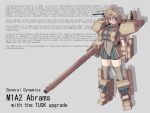  artist_request cannon grey_background m1_abrams mecha_musume military military_vehicle original personification solo tank thighhighs vehicle 