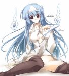  1girl blue_hair breasts medium_breasts nt50 quiz_magic_academy satsuki_(quiz_magic_academy) solo thigh-highs 