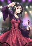  black_hair corset dress enjou_yukito microphone short_hair 