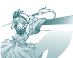  1girl aqua female hase_nanase hitodama katana konpaku_youmu konpaku_youmu_(ghost) monochrome solo sword touhou weapon 
