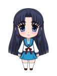  asakura_ryouko blue_eyes blue_hair blush chibi long_hair mem school_uniform serafuku suzumiya_haruhi_no_yuuutsu 