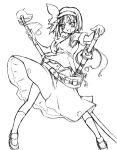  1girl female hase_nanase katana konpaku_youmu monochrome sketch skirt solo sword touhou weapon white_background 