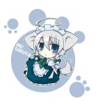  1girl animal_ears braid chibi dog_ears dog_tail female inu_sakuya izayoi_sakuya short_hair silver_hair solo tail take_tonbo touhou twin_braids 