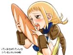  1girl blonde_hair blush bread brown_eyes final_fantasy final_fantasy_xii food licking penelo pun sato_iori sexually_suggestive solo translation_request 