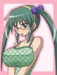  awa breasts glasses green_eyes green_hair hayate_no_gotoku! huge_breasts kijima_saki lowres oekaki twintails 