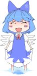  (9) 1girl bow chibi cirno clear_cross female smile solo touhou 