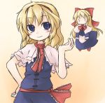  1girl alice_margatroid blonde_hair blue_eyes female shanghai_doll short_hair solo tamutamu-t touhou 