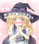  1girl aozora_market blonde_hair blush female hat kirisame_marisa lowres solo touhou witch_hat 