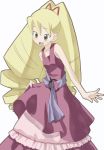 1girl big_hair blonde_hair capcom dress drill_hair green_eyes rockman ryuusei_no_rockman shirogane_luna solo takano_natsuki twin_drills twintails