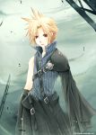  1boy blonde_hair cloud_strife final_fantasy final_fantasy_vii final_fantasy_vii_advent_children male_focus outdoors sky solo watermark 