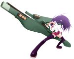  gun huge_weapon long_hair miito_shido panties purple_hair school_uniform serafuku thigh-highs underwear weapon 