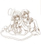  00s 2girls brown monochrome multiple_girls rozen_maiden siblings sisters souseiseki suiseiseki twins zero_point 