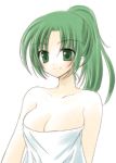  green_eyes green_hair higurashi_no_naku_koro_ni naked_towel ponytail sonozaki_mion towel yukian 