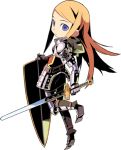  armor atlus blonde_hair blue_eyes chibi himukai_yuuji lowres paladin paladin_(sekaiju) sekaiju_no_meikyuu shield sword weapon 