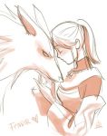  1girl fenrir fenrir_(final_fantasy) final_fantasy final_fantasy_xi hume kapolo_systems lowres monochrome orange_(color) sketch smn summoner summoner_(final_fantasy) 