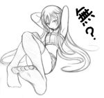  1girl lowres minami-ke minami_haruka monochrome solo thigh-highs 