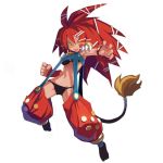  1girl beast_master_(disgaea) bra disgaea harada_takehito jumping lion_tail makai_senki_disgaea_2 navel official_art open_mouth panties pointy_ears pose redhead solo tail underwear wristband yellow_eyes 