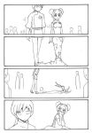  4koma bun_cover china_dress chinese_clothes comic dress elbow_gloves gloves gundam gundam_00 hong_long monochrome silent_comic wang_liu_mei 