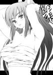  1girl armpits breasts monochrome sarashi solo takayoshi 