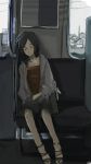  1girl closed_eyes futari_no_ana kasa original sitting sketch sleeping sleeping_upright solo train train_interior 