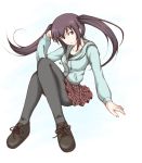  long_hair minami-ke minami_kana miniskirt pantyhose purple_hair skirt twintails 
