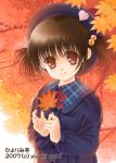  autumn hat leaf lowres original school_uniform serafuku yuuki_yuki 