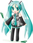  1girl aqua_hair chibi hatsune_miku long_hair solo spring_onion thigh-highs twintails very_long_hair vocaloid 