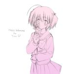  1girl gradient happy_valentine monochrome orino_yushi pink sketch solo to_heart_2 valentine yuzuhara_konomi 