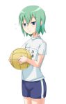  4hands green_hair gym_uniform iwasaki_minami lucky_star single_vertical_stripe volleyball 