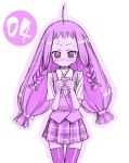  1girl ayase_yue mahou_sensei_negima! mikami_komata mikami_konu monochrome plaid plaid_skirt purple sketch skirt solo thigh-highs 