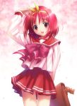  1girl bow goto_p kamigishi_akari pink_bow redhead ribbon school_uniform serafuku short_hair skirt solo to_heart 