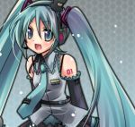  1girl aqua_eyes aqua_hair detached_sleeves hatsune_miku long_hair looking_at_viewer lowres necktie open_mouth solo twintails very_long_hair vocaloid yukian 