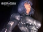  1girl 3d brown_eyes cyberpunk cyborg female from_below ghost_in_the_shell ghost_in_the_shell_stand_alone_complex highres kusanagi_motoko lips purple_hair science_fiction short_hair solo wallpaper 