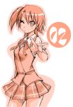  1girl akashi_yuuna mahou_sensei_negima! mikami_komata mikami_konu monochrome orange_(color) plaid plaid_skirt sketch skirt solo 
