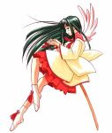  1girl akamatsu_ken angel angel_wings aoyama_motoko black_hair bokken long_hair love_hina pleated_skirt profile skirt socks solo sword weapon wings wooden_sword 