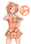  1girl asakura_kazumi camera mahou_sensei_negima! mikami_komata mikami_konu monochrome orange_(color) plaid plaid_skirt sketch skirt solo 