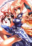  2girls agito agito_(fusion) agito_(nanoha) alternate_weapon fire kouno_hikaru levantine lyrical_nanoha magical_girl mahou_shoujo_lyrical_nanoha mahou_shoujo_lyrical_nanoha_strikers minigirl multiple_girls signum unison weapon 