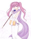  1girl book cleric female fire_emblem fire_emblem:_rekka_no_ken gloves lowres pink_hair scarf serra serra_(fire_emblem) smile solo staff twintails violet_eyes 